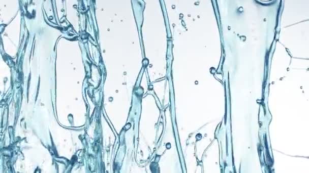 Süper Yavaş Çekim Mavi Jel Sıvısı Beyaz Arkaplan Izole Edildi — Stok video