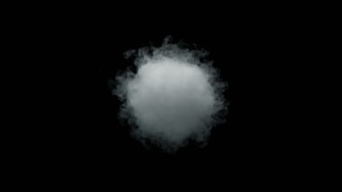 Süper Yavaş Çekim Yuvarlak Duman Patlaması Siyah Kamera 'ya doğru 1000fps' de izole edildi. Yüksek Hız Sinema Kamerası, 4K.