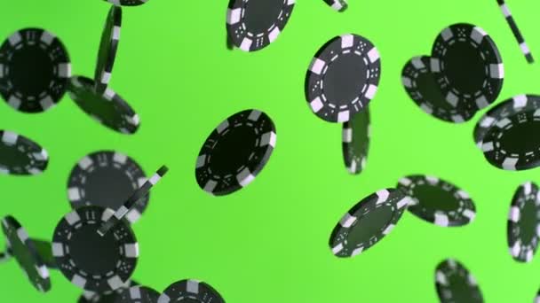 Super Slow Motion Shot Van Casino Chips Explosie Naar Camera — Stockvideo