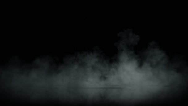 Super Zeitlupenaufnahme Atmosphärischen Rauchs Der Langsam Auf Schwarzem Hintergrund Mit — Stockvideo