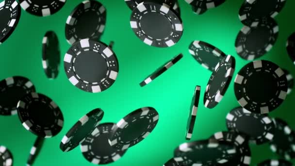 Super Slow Motion Shot Casino Chips Explosion Camera Zeleném Pozadí — Stock video