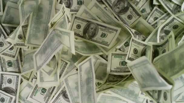 Yüz Dolarlık Banknotların Süper Yavaş Çekimi Masa 1000Fps Hızla Düşüyor — Stok video