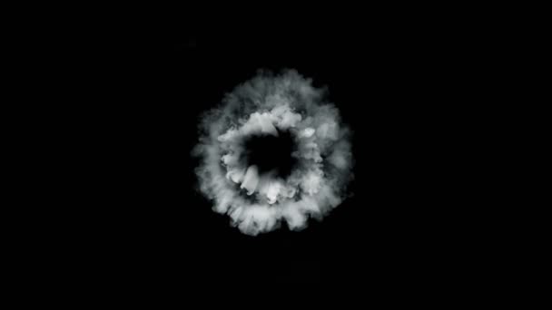 Супер Повільний Постріл Круглий Дим Вибух Камери Ізольовано Чорному Швидкістю — стокове відео