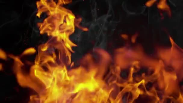 Super Slow Motion Shot Fire Smoke Sparks Aislado Sobre Fondo — Vídeo de stock