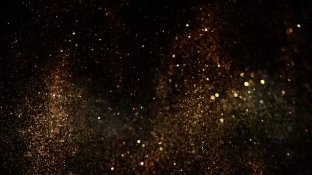 Super Slow Motion Shot Van Feestelijke Golden Glittering Achtergrond 1000Fps — Stockvideo