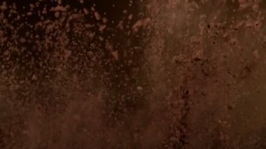 Yan Kakao Tozu Patlaması 'nın Süper Yavaş Çekimi, 1000fps' de. 4K 'de Yüksek Hız Sinema Kamerası ile çekildi..