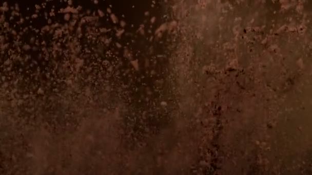 Super Slow Motion Shot Side Cocoa Powder Explosion 1000Fps Shooted — Stock Video