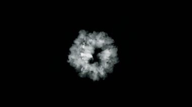 Süper Yavaş Çekim Yuvarlak Duman Patlaması Siyah Kamera 'ya doğru 1000fps' de izole edildi. Yüksek Hız Sinema Kamerası, 4K.