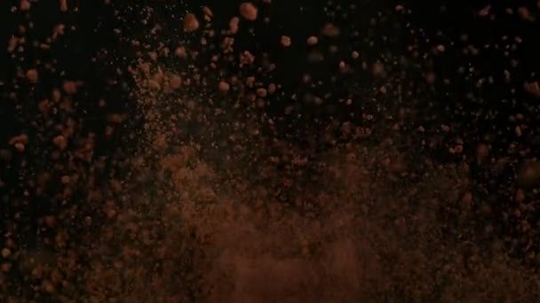 Super Slow Motion Shot Side Cocoa Powder Explosion 1000Fps Shooted — Stock Video