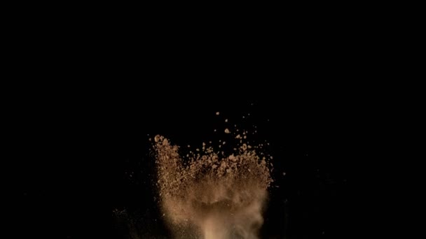 Super Slow Motion Shot Soil Explosion Isolado Fundo Preto 1000Fps — Vídeo de Stock