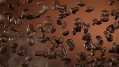 Kahverengi Arkaplanda Kahverengi Fasulye ve Smoke 'un Süper Yavaş Çekim Çekimi. Yüksek Hız Sinema Kamerası, 4k.