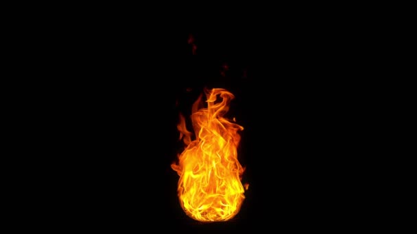 Super Slow Motion Shot Real Fire Flame Isolated Black Background — Stockvideo
