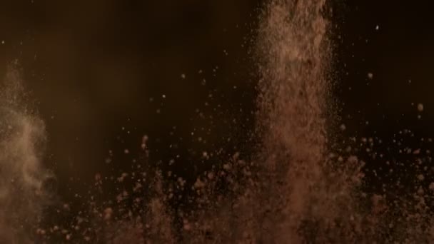 Super Slow Motion Shot Der Seitlichen Kakaopulverexplosion Bei 1000Fps Aufgenommen — Stockvideo