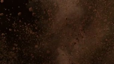 Yan Kakao Tozu Patlaması 'nın Süper Yavaş Çekimi, 1000fps' de. 4K 'de Yüksek Hız Sinema Kamerası ile çekildi..