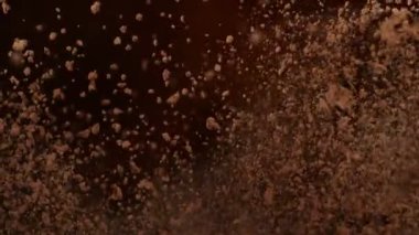 Yan Kakao Tozu Patlaması 'nın Süper Yavaş Çekimi, 1000fps' de. 4K 'de Yüksek Hız Sinema Kamerası ile çekildi..