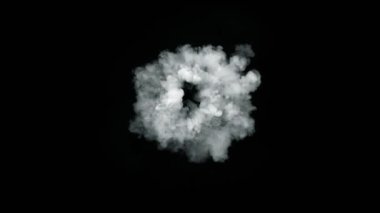 Süper Yavaş Çekim Yuvarlak Duman Patlaması Siyah Kamera 'ya doğru 1000fps' de izole edildi. Yüksek Hız Sinema Kamerası, 4K.