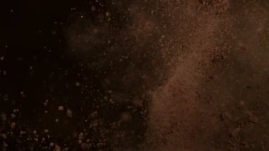 Yan Kakao Tozu Patlaması 'nın Süper Yavaş Çekimi, 1000fps' de. 4K 'de Yüksek Hız Sinema Kamerası ile çekildi..