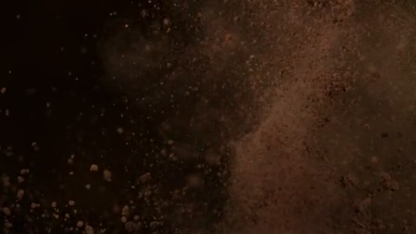 Super Slow Motion Shot Side Cocoa Powder Explosion 1000Fps Snímek — Stock video