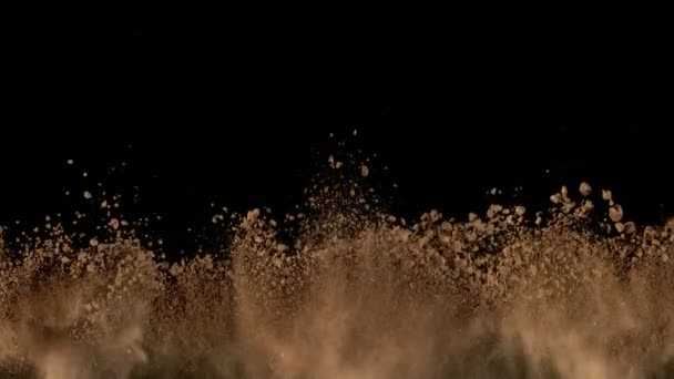 Super Slow Motion Shot Soil Robbanás Elszigetelt Fekete Háttér 1000Fps — Stock videók