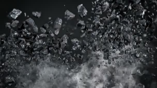 Super Slow Motion Colpo Pezzi Carbone Fumo Volare Fino 1000 — Video Stock