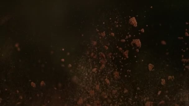 Super Slow Motion Shot Van Side Cocoa Powder Explosie 1000Fps — Stockvideo