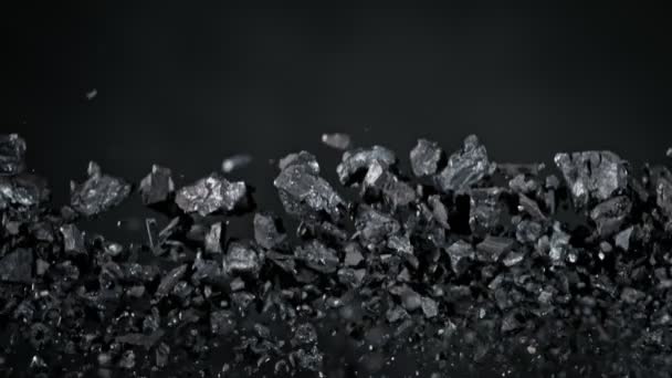 Super Slow Motion Shot Coal Pieces Flying 1000 Fps Natočeno — Stock video