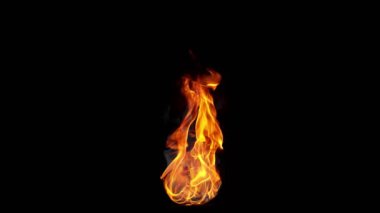Super Slow Motion Shot of Real Fire Flame Isolated on Black Background at 1000fps. Filmed with High Speed Cinema Camera, 4K.