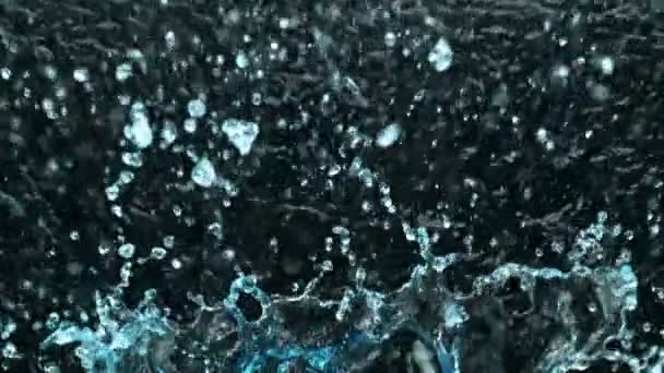 Super Slow Motion Closeup Shot Water Splashing Black Background 1000Fps — Stock Video