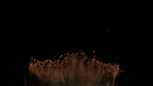 Super Slow Motion Shot Soil Explosion Terisolasi Black Background 1000Fps — Stok Video