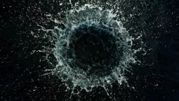 Super Slow Motion Shot Water Splash Black Background 1000Fps Difilmkan — Stok Video