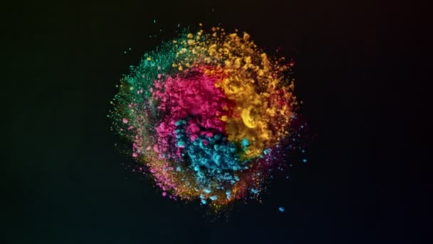 Super Slow Motion Shot Rotating Bright Color Powder Explosion Izolowany — Wideo stockowe