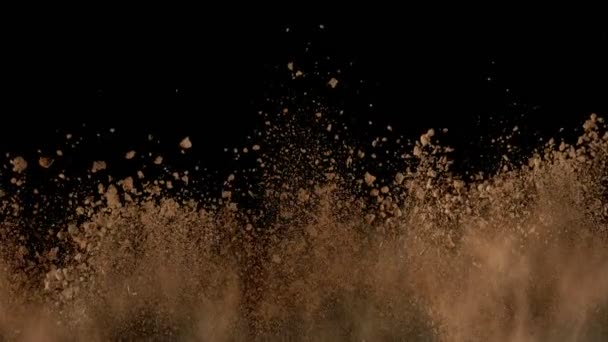 Super Slow Motion Shot Soil Robbanás Elszigetelt Fekete Háttér 1000Fps — Stock videók