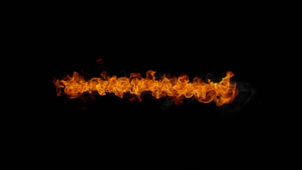 Super Slow Motion Shot Van Real Fire Line Geïsoleerd Zwarte — Stockvideo