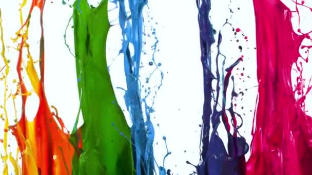 Peinture Colorée Éclaboussures Super Ralenti Isolé Sur Fond Blanc 1000Fps — Video