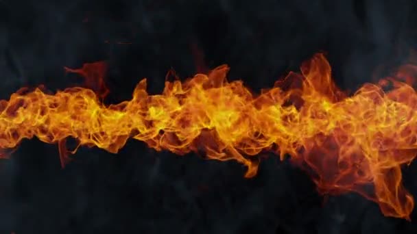 Super Slow Motion Shot Real Fire Line Izolált Fekete Háttér — Stock videók