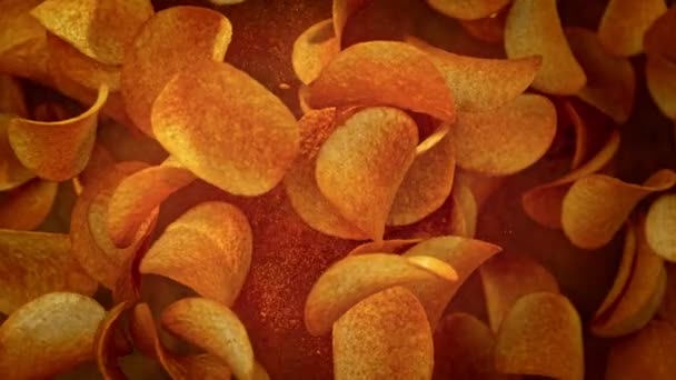 Super Slow Motion Shot Chips Pommes Terre Premium Explosion Poudre — Video
