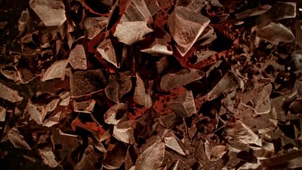 Супер Повільний Постріл Літаючих Обертових Сировини Шоколадних Шкарпеток Какао Швидкістю — стокове відео
