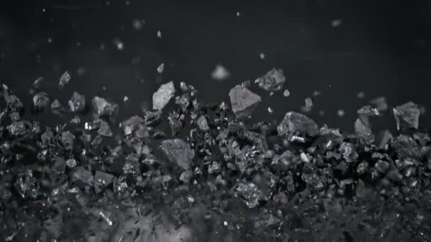 Super Slow Motion Shot Coal Pieces Smoke Flying 1000 Fps — Stock video