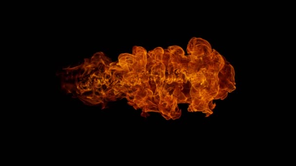 Super Slow Motion Shot Linear Fire Flame Isolato Sfondo Nero — Video Stock