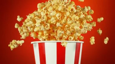 Fluffy Flavoured Flavoured Popcorn 'un Süper Yavaş Çekimi 1000fps' te Bucket 'tan patlıyor. Yüksek Hız Sinema Kamerası, 4K.