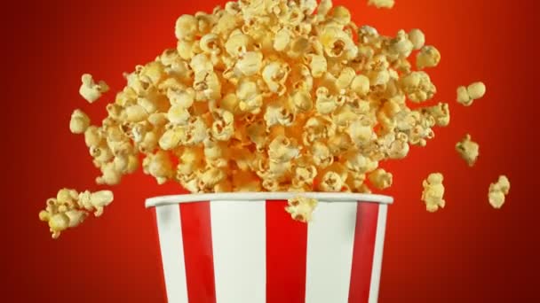 Super Slow Motion Shot Van Fluffy Flavoured Popcorn Exploderende Uit — Stockvideo