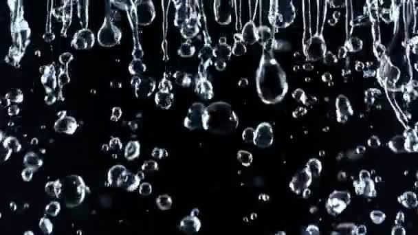Super Slow Motion Shot Falling Water Droplets Απομονωμένα Μαύρο Φόντο — Αρχείο Βίντεο