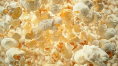 Düşen Pofuduk Patlamış Mısırın Süper Yavaş Çekimi. Ardından da 1000 fps hızla Kamera. Yüksek Hız Sinema Kamerası, 4K.