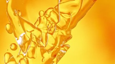 Altın Arkaplanda 600fps 'de Süper Yavaş Çekim Yağlı Su. Yüksek Hız Sinema Kamerası, 4K.