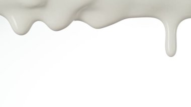 Süper Yavaş Hareket Detaylı Damlayan Taze Krem Çekimi Beyaz Arkaplan 'da izole edildi. Yüksek Hız Sinema Kamerası, 4K.