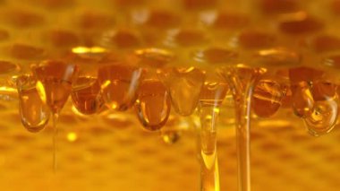 Bal peteğinden damlayan Süper Yavaş Bal Çekimi 300 metre yükseklikte. Yüksek Hız Sinema Kamerası, 4K.