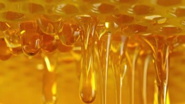 Bal peteğinden damlayan Süper Yavaş Bal Çekimi 300 metre yükseklikte. Yüksek Hız Sinema Kamerası, 4K.