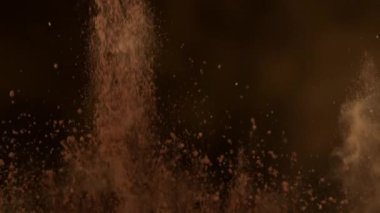 Yan Kakao Tozu Patlaması 'nın Süper Yavaş Çekimi, 1000fps' de. 4K 'de Yüksek Hız Sinema Kamerası ile çekildi..
