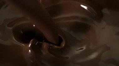 Süper Yavaş Çekim Detaylı Dökülen Erimiş Çikolata Çekimi 1000fps 'te. Yüksek Hız Sinema Kamerası, 4K.
