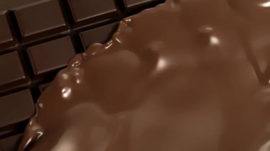 Süper Yavaş Çekim Erimiş Çikolata Ortaya Çıkan Çikolata 1000fps.